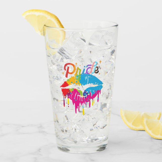 Pride Rainbow Läppar | HBT-TQ | Drickning Läppar Glaskopp (Framsida Ice)