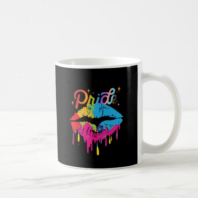 Pride Rainbow Läppar | HBT-TQ | Drickning Läppar Kaffemugg (Höger)