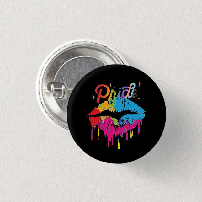 Pride Rainbow Läppar | HBT-TQ | Drickning Läppar Knapp (Framsida & baksida)