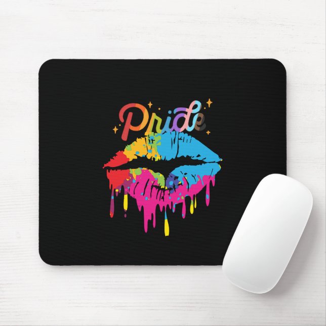 Pride Rainbow Läppar | HBT-TQ | Drickning Läppar Musmatta (Med mus)