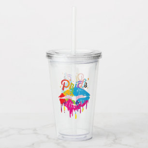 Pride Rainbow Läppar HBT-TQ Drickning Läppar Take Away Mugg