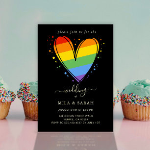 Pride Rainbow LGBTQ Heart Wedding Inbjudningar