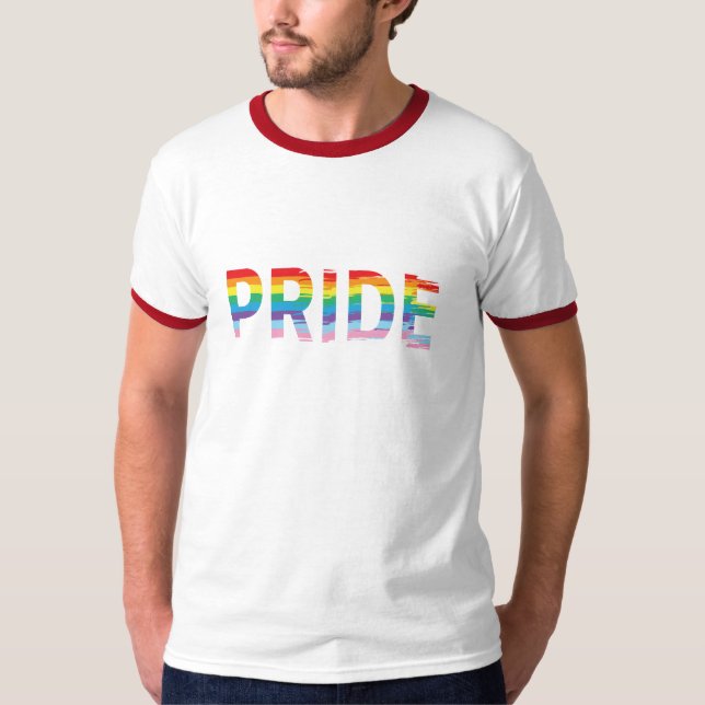 PRIDE Rainbow LGBTQIA Flagga, Coola Ringer T-Shirt (Framsida)