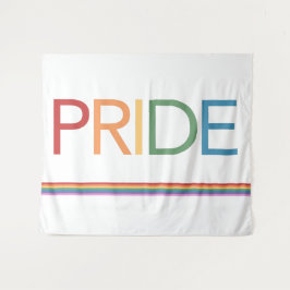 PRIDE Rainbow White Tapestry