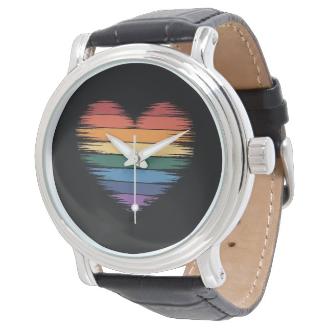 Pride Regnbågar Hjärttryck LGBT Gay Pride  Armbandsur (Vinklad)