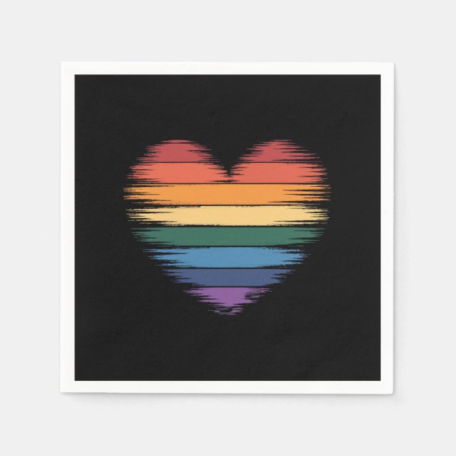 Pride Regnbågar Hjärttryck LGBT Gay Pride  Pappersservett (Framsidan)
