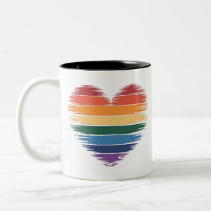 Pride Regnbågar Hjärttryck LGBT Gay Pride Två-Tonad Mugg