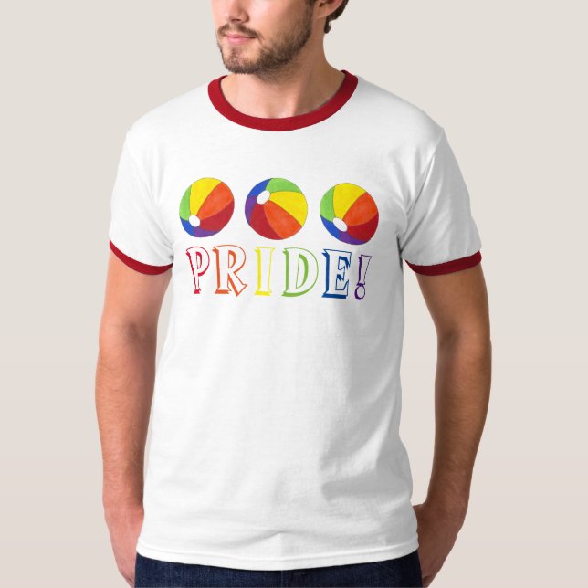 Pride Regnbåge Beach Boll Beachball sommartee T Shirt (Framsida)