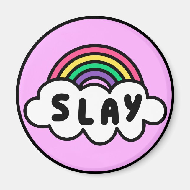 Pride-regnbåge färg med moln. magnet (Framsidan)