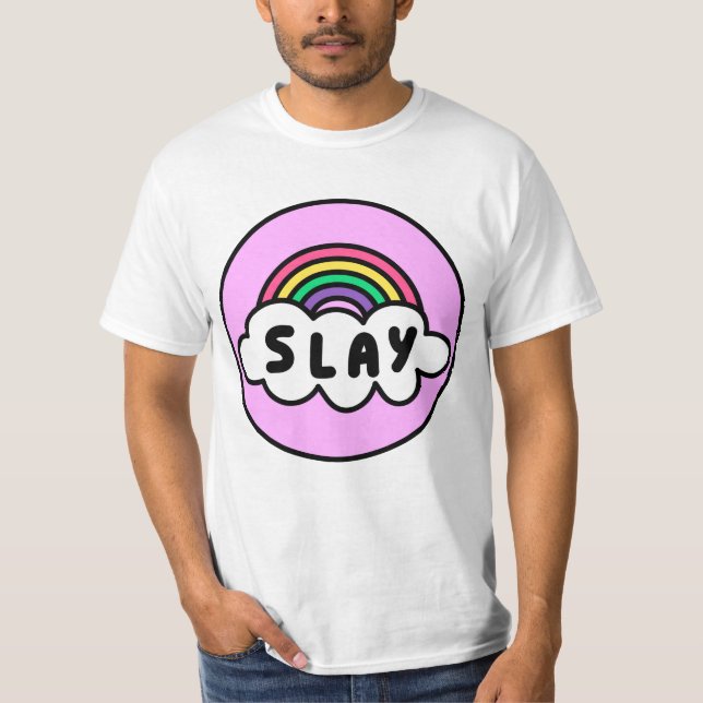 Pride-regnbåge färg med moln. T-Shir T Shirt (Framsida)
