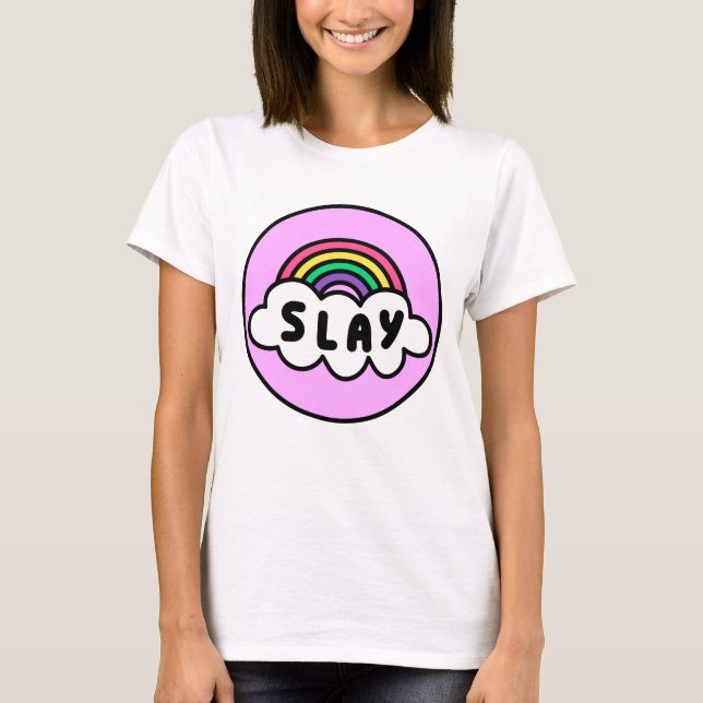 Pride-regnbåge färg med moln. t shirt (Framsida)