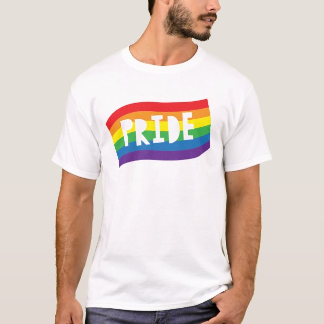 Pride Regnbåge Flagga T Shirt (Framsida)