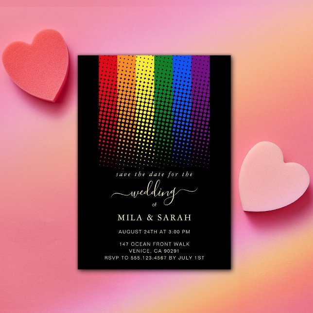 Pride regnbåge HBTQ hjärta bröllop Inbjudningar (Skapare uppladdad)