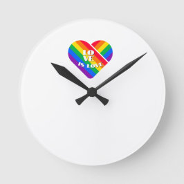Pride Regnbåge Hjärta Rund Klocka