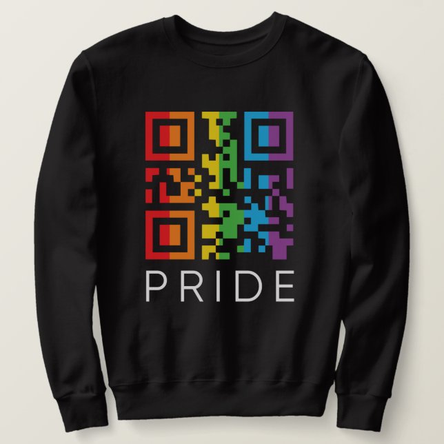 Pride Regnbåge QR-kod LGBTQIA+ Lång Ärmad Tröja (Design framsida)