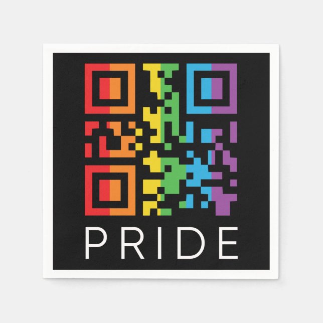 Pride Regnbåge QR-kod LGBTQIA+ Pappersservett (Framsidan)
