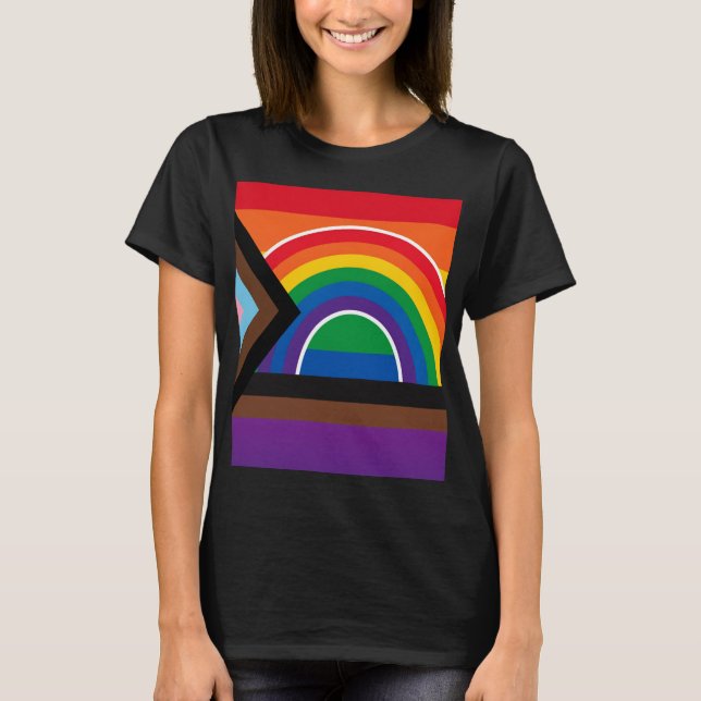 Pride Regnbåge Svart  T Shirt (Framsida)