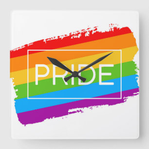 Pride Regnbågregat Fyrkantig Klocka