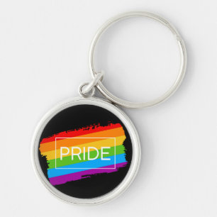 Pride Regnbågregat Rund Silverfärgad Nyckelring