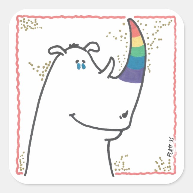 Pride Rhino sticker Fyrkantigt Klistermärke (Framsida)