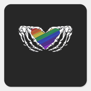 Pride - Skeleton Händer Hjärtat Klassiskt Fyrkantigt Klistermärke