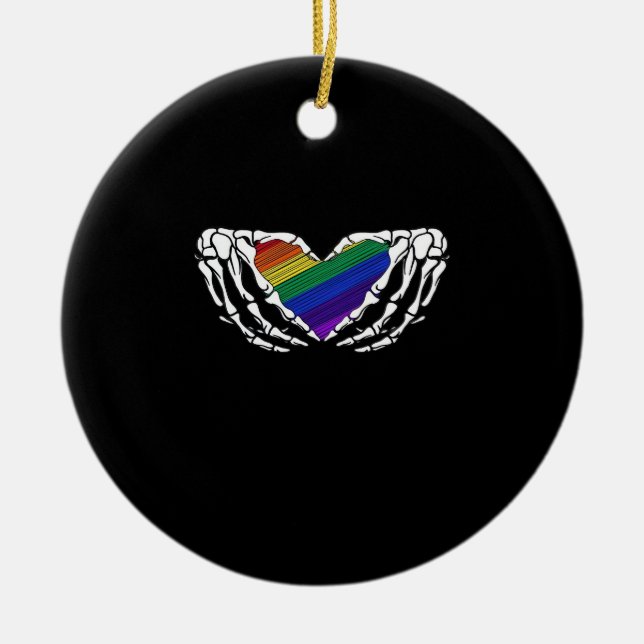Pride - Skeleton Händer Hjärtat Klassiskt Julgransprydnad Keramik (Framsidan)