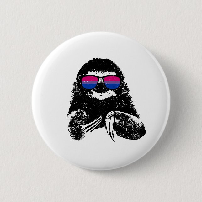 Pride Sloth Bisexual Flagga Sunglass Knapp (Framsida)