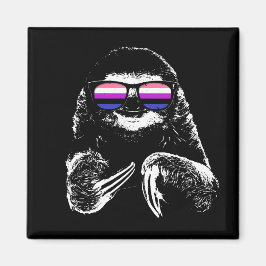 Pride Sloth Genderfluid Flagga Sunglass Magnet