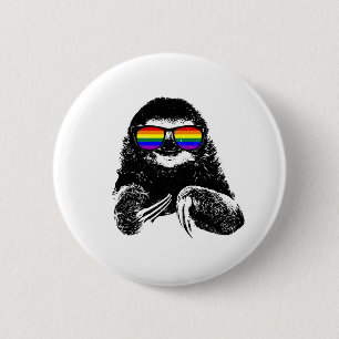 Pride Sloth LGBTQ Flagga Sunglass Knapp