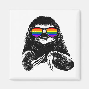 Pride Sloth LGBTQ Flagga Sunglass Magnet
