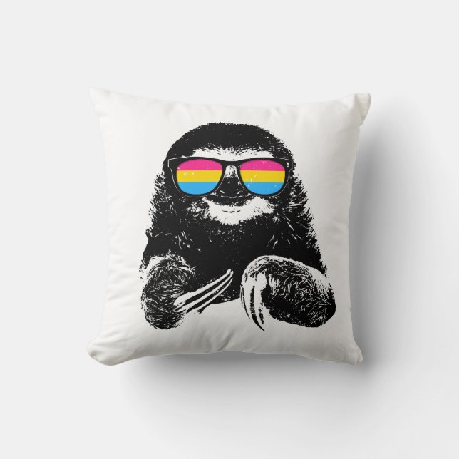 Pride Sloth Pansexuell Flagga Solglasögon Kudde (Framsida)