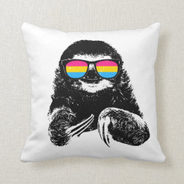 Pride Sloth Pansexuell Flagga Solglasögon Kudde