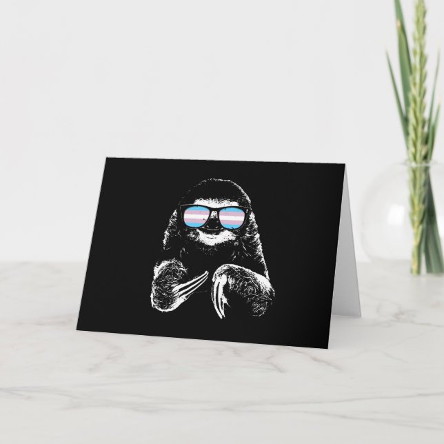 Pride Sloth Transgender Flagga Sunglass Kort (Framsida)