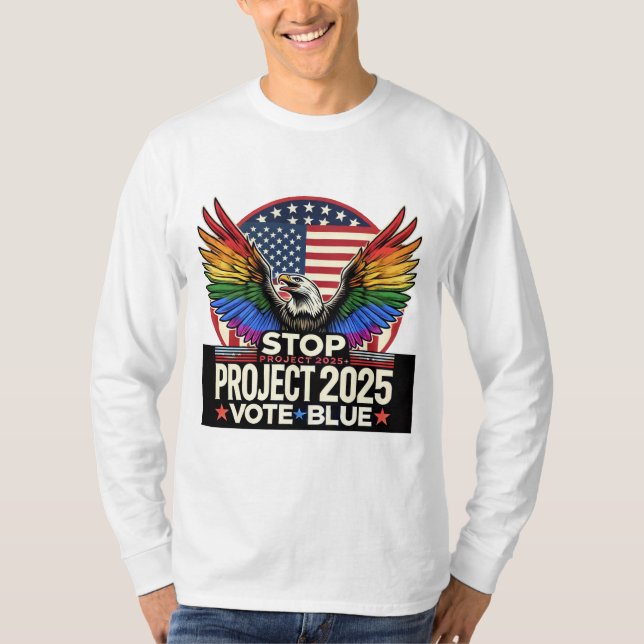 Pride - Stoppa projekt 2025 - Rösta blått T Shirt (Framsida)