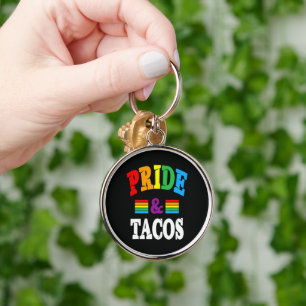 Pride Tacos Lgbt Lgbtq Gay Rund Silverfärgad Nyckelring
