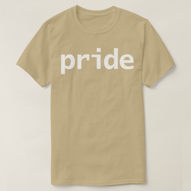 Pride Text i vit minimal typografi T Shirt (Design framsida)