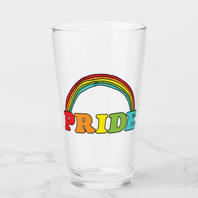 Pride Text och regnbåge Glaskopp (Framsida)