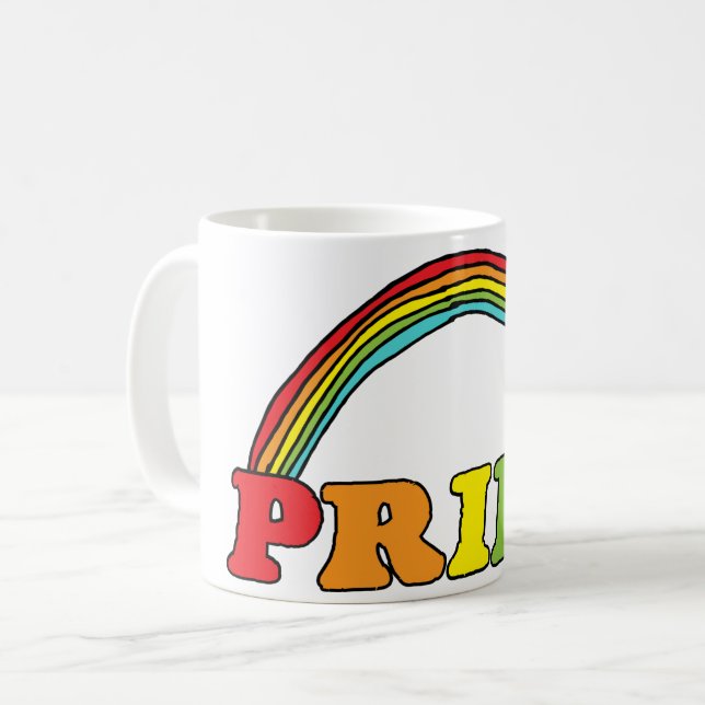 Pride Text och regnbåge Kaffemugg (Framsida vänster)