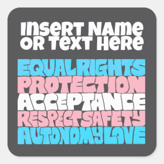 PRIDE Trans höger flagga art LGBT-citat från ord Fyrkantigt Klistermärke