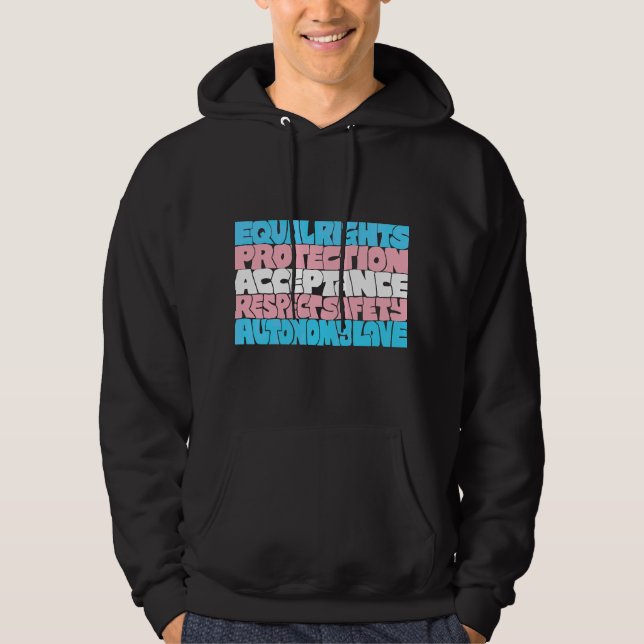 PRIDE Trans höger flagga LGBT-offertgåva av ord ar Hoodie (Framsida)