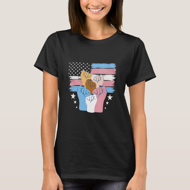 Pride Trans USA Flag  LGBTQ Transgender Pride T Shirt (Framsida)