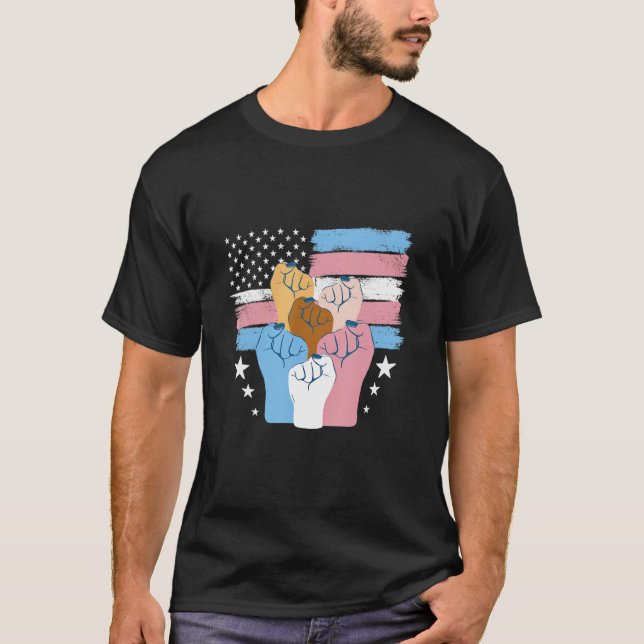 Pride Trans USA Flag  LGBTQ Transgender Pride T Shirt (Framsida)