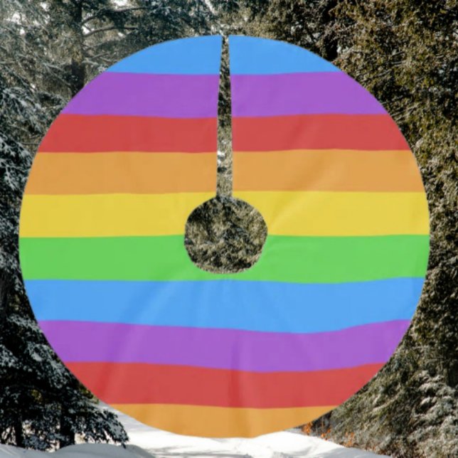 Pride Tree: Regnbågsflagga Julgransmatta Borstad Polyester (Skapare uppladdad)