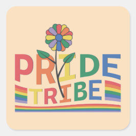 Pride Tribe LGBT-etikett Fyrkantigt Klistermärke