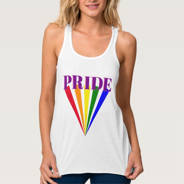 PRIDE-typografi, färgstark regnbåge, gbt hbtq Linne Med Racerback (Framsida)
