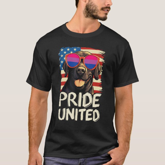 Pride United  Labrador Bisexual Flag Sunglasses T Shirt (Framsida)