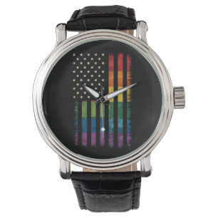 Pride USA Amerika Distressed regnbågsflagga LGBTQ Armbandsur