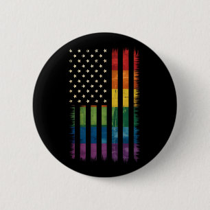 Pride USA Amerika Distressed regnbågsflagga LGBTQ Knapp