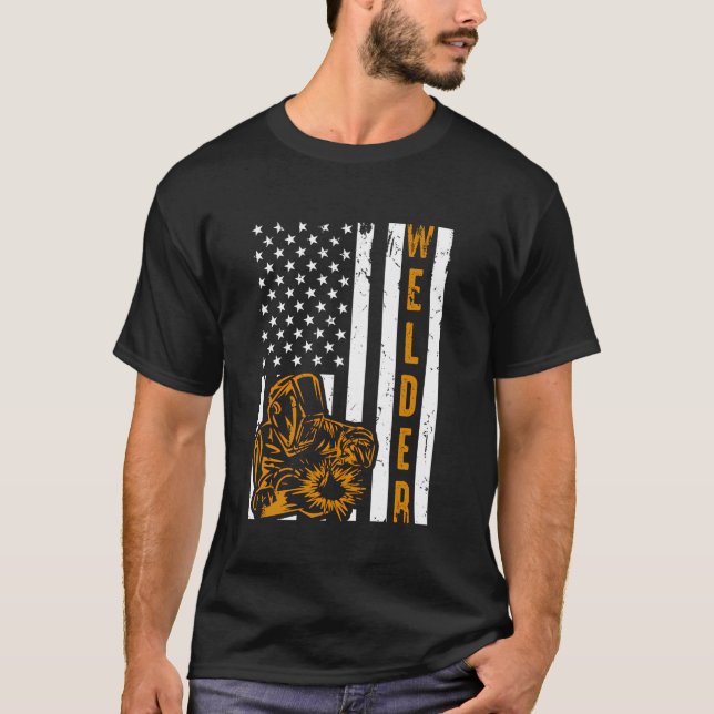 Pride USA flagga Manar Pappa Far Welding T Shirt (Framsida)