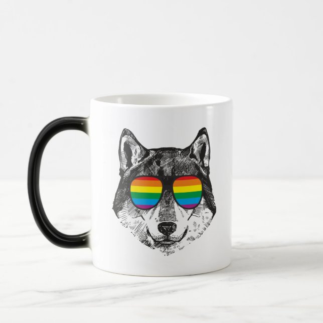 PRIDE VARG LGBT Gay pride Flagga Magisk Mugg (Vänster)